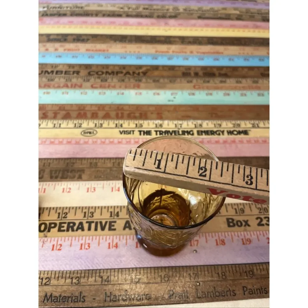 Vintage Libbey Amber Brown Country Garden Daisy Juice Glasses Tumblers Set Of 4